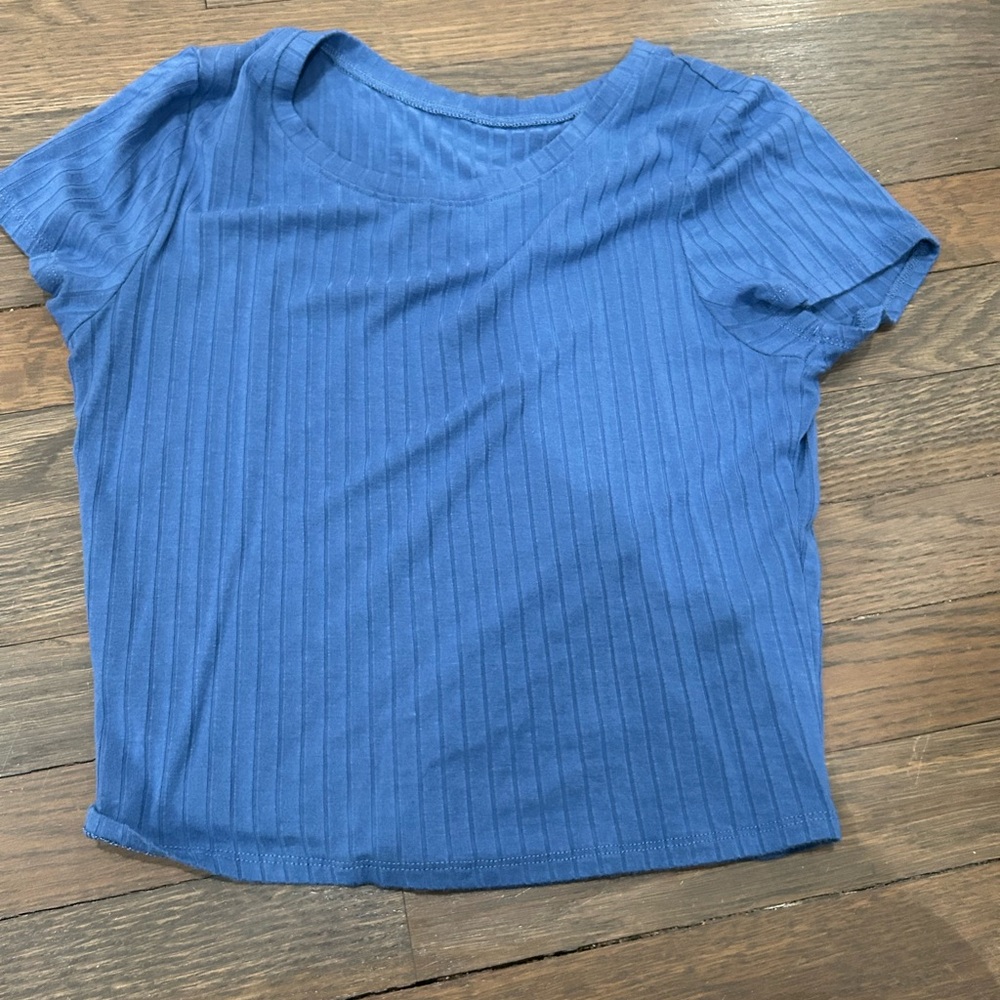 2in1 T.J.Maxx Blue and brown Ribbed Crop Top